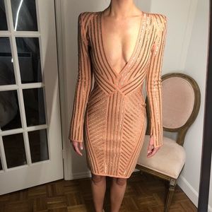 Unique Beaded Herve Leger Dress